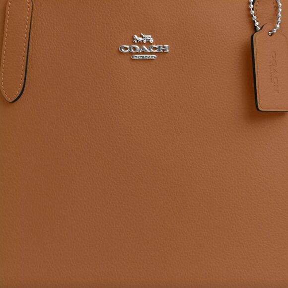 NWT - COACH City Tote Bag - CR111 Pebbled Leather/Silver/Light Saddle - $398 - Picture 6 of 15